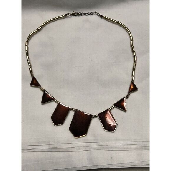 019-004‎ Rust Colored Bib Statement Necklace Gold Fashion Jewelry 0008 - Picture 2 of 6